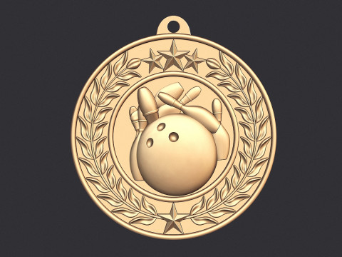Bowling Award Medal 3D Print Model