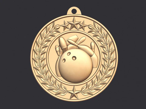 Bowling Award Medal 3D Print Model