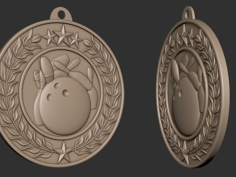 Bowling Award Medal 3D Print Model