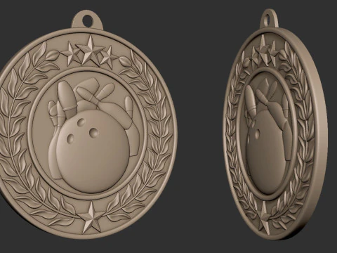 Bowling Award Medal 3D Print Model