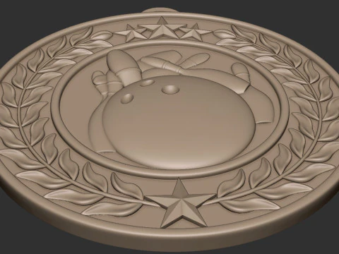 Bowling Award Medal 3D Print Model