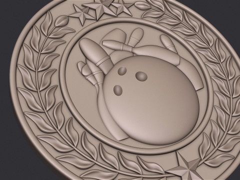 Bowling Award Medal 3D Print Model