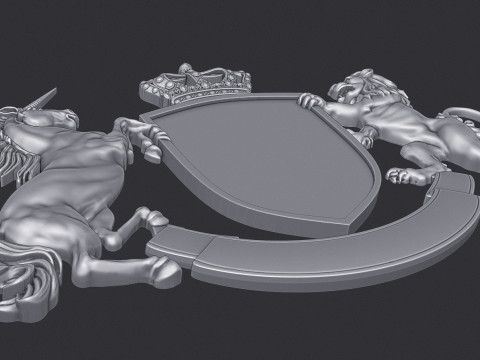 Coat of Arms Heraldic Lion and Unicorn Shield 3D Принт Модель