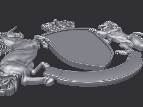 Stemma Leone araldico e scudo unicorno Modello di stampa 3D
