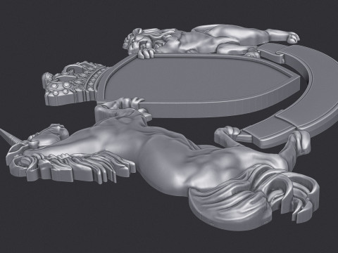 Coat of Arms Heraldic Lion and Unicorn Shield 3D Принт Модель