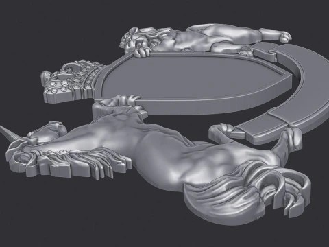 Stemma Leone araldico e scudo unicorno Modello di stampa 3D