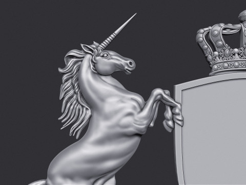 Coat of Arms Heraldic Lion and Unicorn Shield 3D Принт Модель