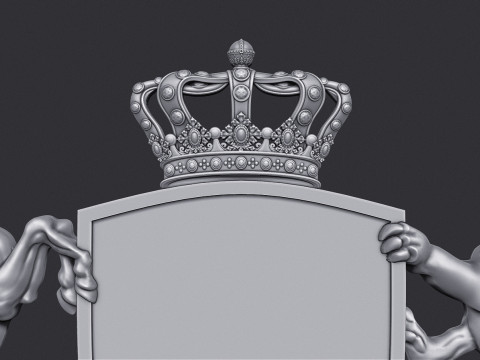 Coat of Arms Heraldic Lion and Unicorn Shield 3D Принт Модель