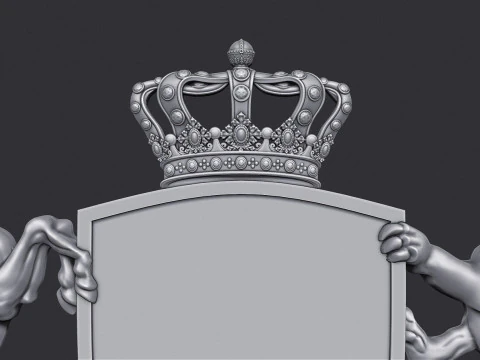Stemma Leone araldico e scudo unicorno Modello di stampa 3D