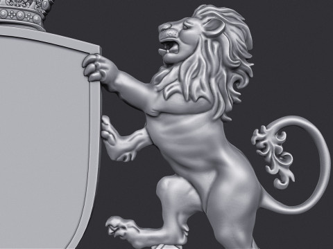 Coat of Arms Heraldic Lion and Unicorn Shield 3D Принт Модель