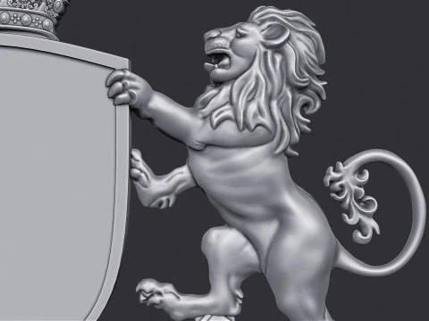 Stemma Leone araldico e scudo unicorno Modello di stampa 3D