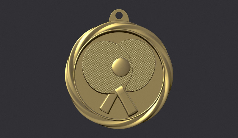 Ping Pong Award Medal Modello di stampa 3D .c4d .max .obj .3ds .fbx .stl .blend 