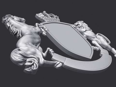 Coat of Arms Heraldic Lion and Horse Shield Modelo de Impressão 3D