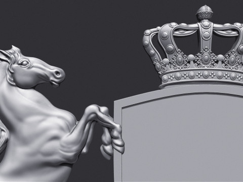 Coat of Arms Heraldic Lion and Horse Shield Modelo de Impressão 3D