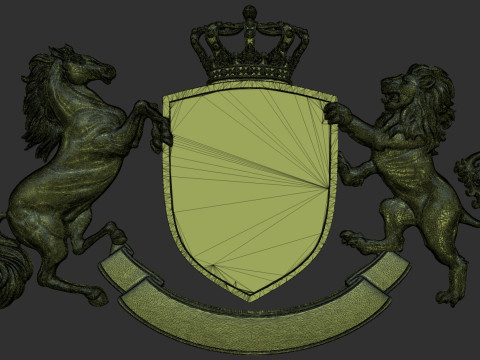 Coat of Arms Heraldic Lion and Horse Shield Modelo de Impressão 3D