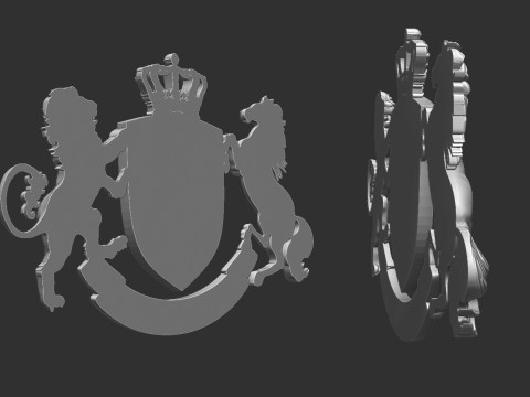 Coat of Arms Heraldic Lion and Horse Shield Modelo de Impressão 3D
