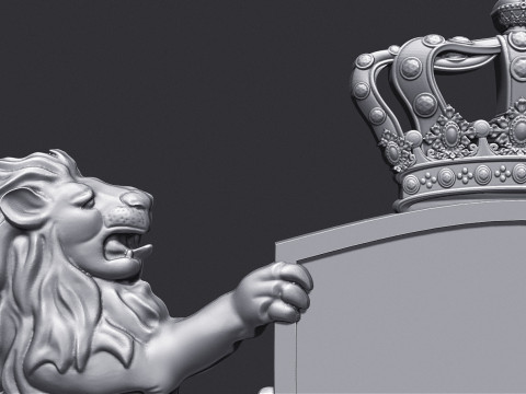 Lion Heraldic Crest Coat of Arms Shield Emblem Modelo de Impressão 3D