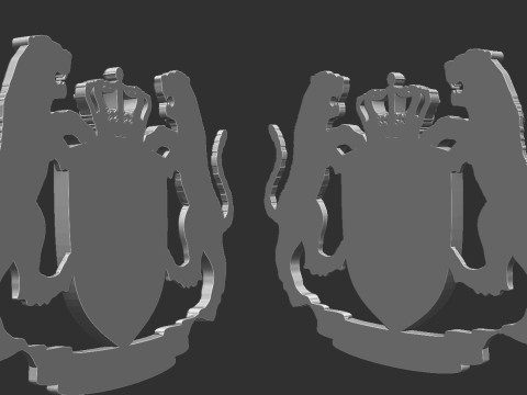 Tiger Heraldic Crest Coat of Arms Shield Emblem Model Cetak 3D