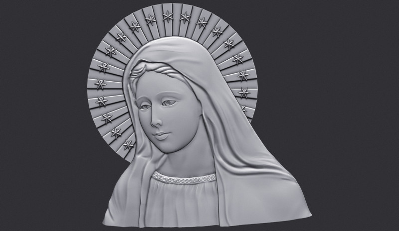 Virgin Mary Bas Relief 3D Принт Модель .c4d .max .obj .3ds .fbx .stl .blend 