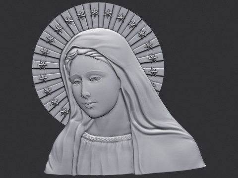 Virgin Mary Bas Relief 3D Druckmodell