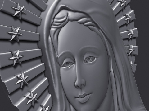 Virgin Mary Bas Relief 3D Принт Модель