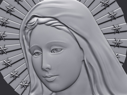 Virgin Mary Bas Relief 3D Принт Модель