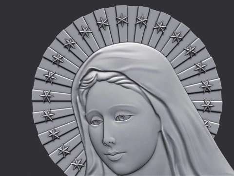 Virgin Mary Bas Relief 3D Print Model