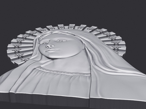 Virgin Mary Bas Relief 3D Принт Модель