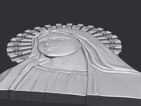 Virgin Mary Bas Relief 3D Print Model
