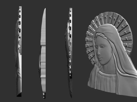 Virgin Mary Bas Relief 3D Print Model