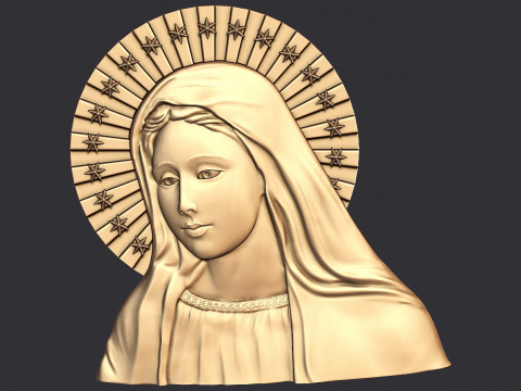 Virgin Mary Bas Relief 3D Принт Модель