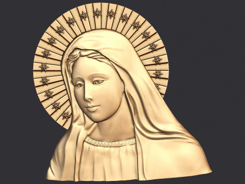 Virgin Mary Bas Relief 3D Print Model