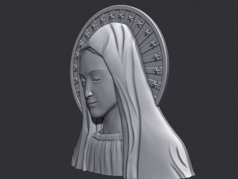 Virgin Mary Bas Relie 3Dプリントモデル