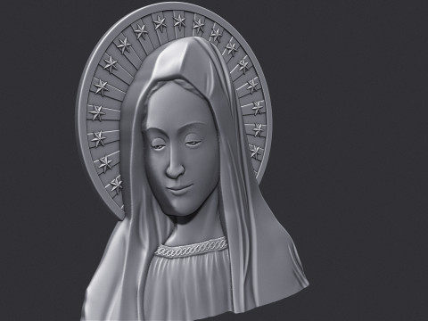 Virgin Mary Bas Relie 3Dプリントモデル