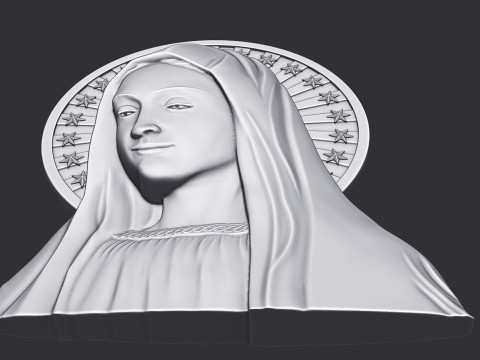 Virgin Mary Bas Relie 3Dプリントモデル