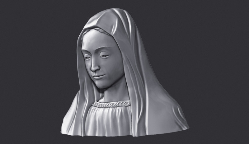 Virgin Mary Bas Relief 3D Druckmodell .c4d .max .obj .3ds .fbx .stl .blend