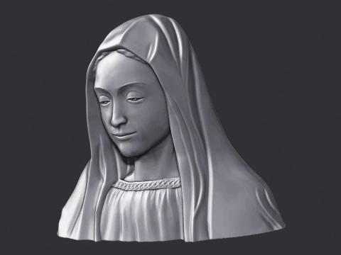 Virgem Maria Baixo Relevo Modelo de Impressão 3D