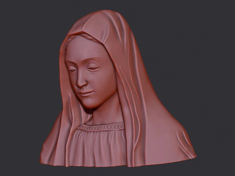 Virgin Mary Bas Relief 3D Print Model