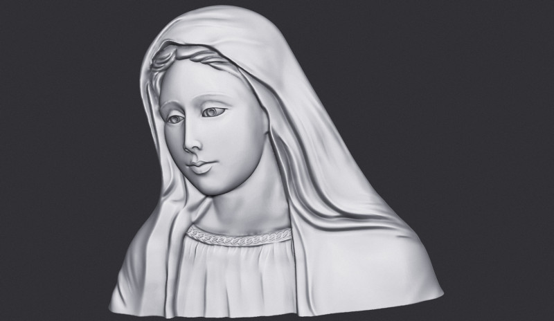 Virgin Mary Bas Relief 3D Print Model .c4d .max .obj .3ds .fbx .stl .blend