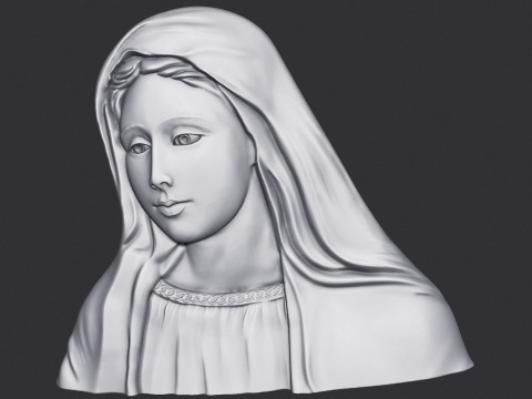 Virgin Mary Bas Relief 3D Druckmodell