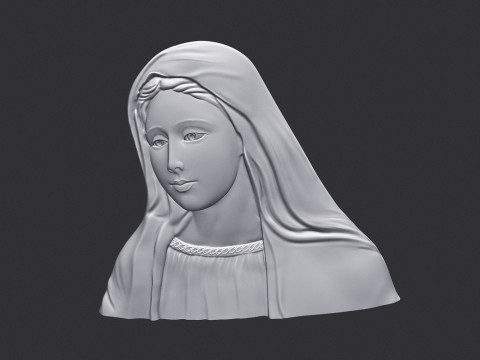 Virgin Mary Bas Relief 3D Print Model