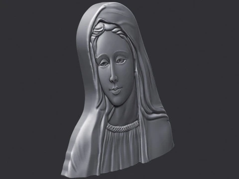 Virgin Mary Bas Relief 3D Print Model