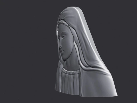 Virgin Mary Bas Relief 3D Print Model