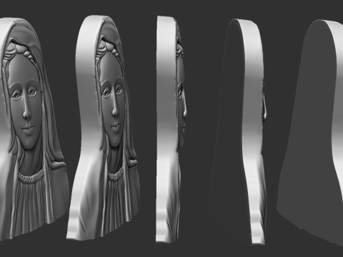 Virgin Mary Bas Relief 3D Print Model