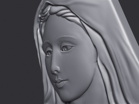 Virgin Mary Bas Relief 3D Print Model