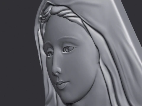 Virgin Mary Bas Relief 3D Print Model
