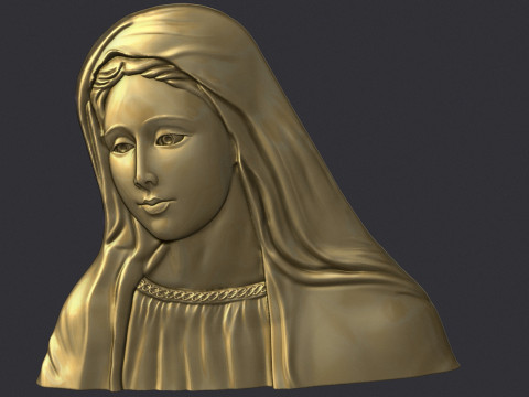 Virgin Mary Bas Relief 3D Print Model