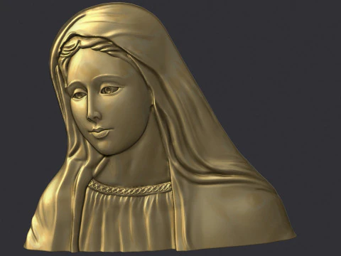 Virgin Mary Bas Relief 3D Print Model