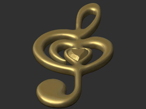 Treble clef 3D Print Model