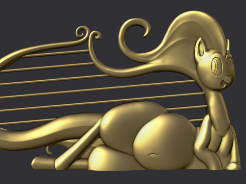 Cat Lyre Figure 3D Baskı Modeli